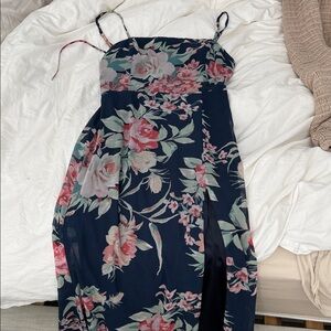 Lulu's Navy Floral Dress